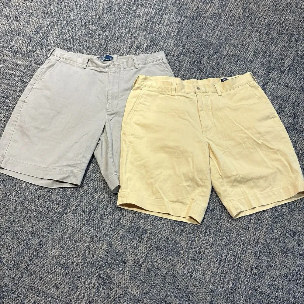 Lot Of 2 Polo Ralph Lauren Cotton Men’s Shorts 9” Size 36 Chino Yellow And Beige